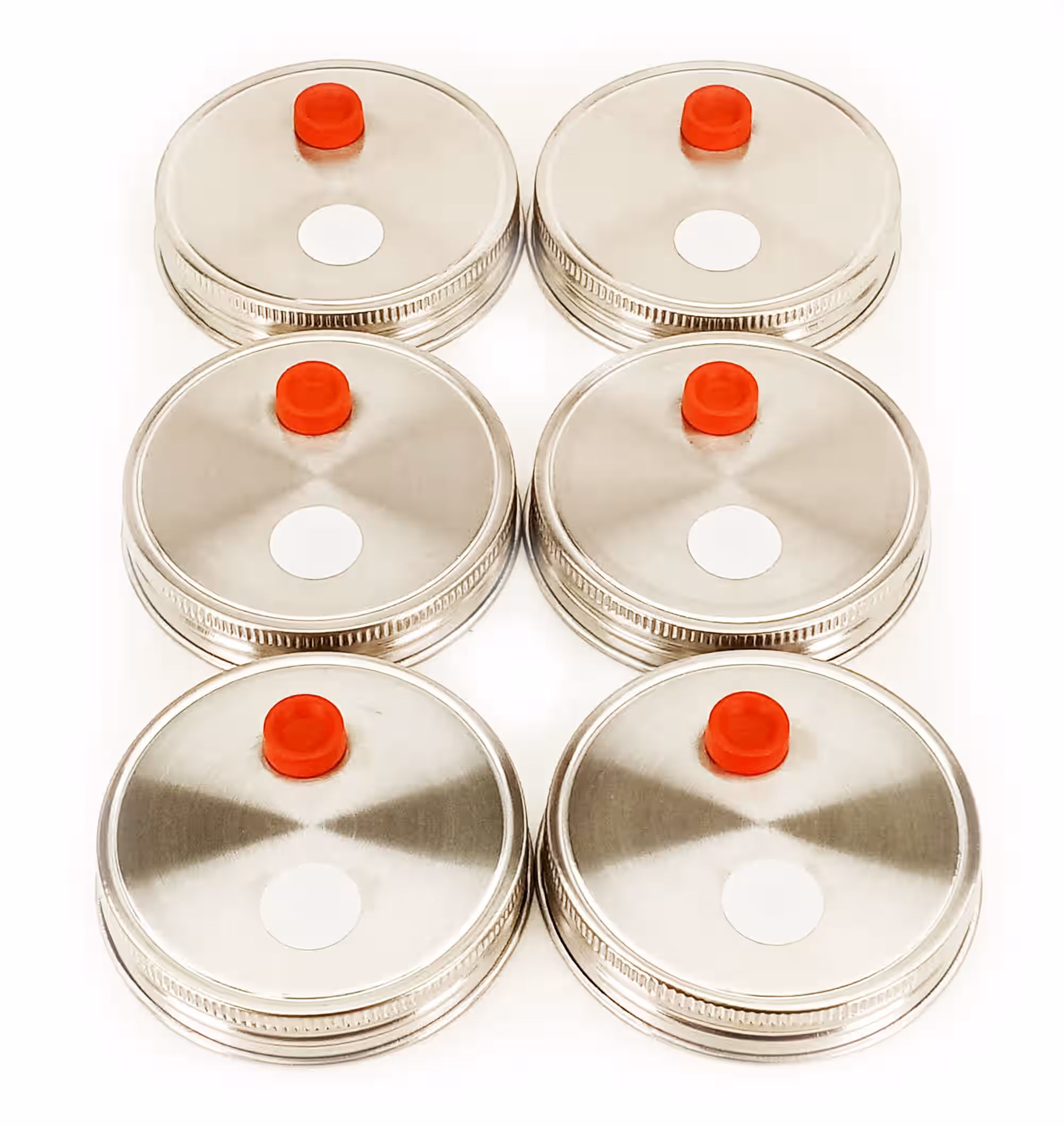 6 Pack Stainless Steel Mushroom Mason Jar Lids For Grain Spawn - Wide Mouth Rust Proof Metal