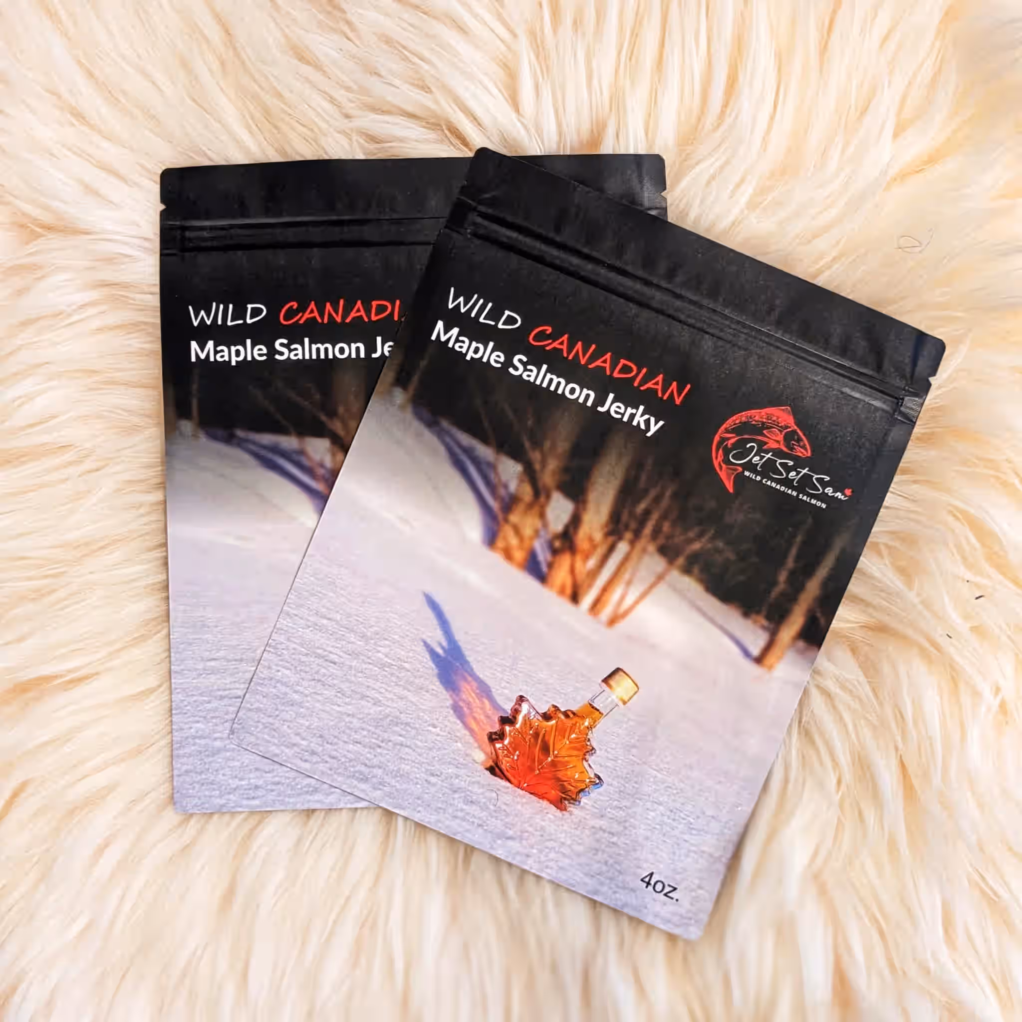 Wild Canadian Smoked Salmon Maple Flavored Jerky - Premium Quality 2 Pack