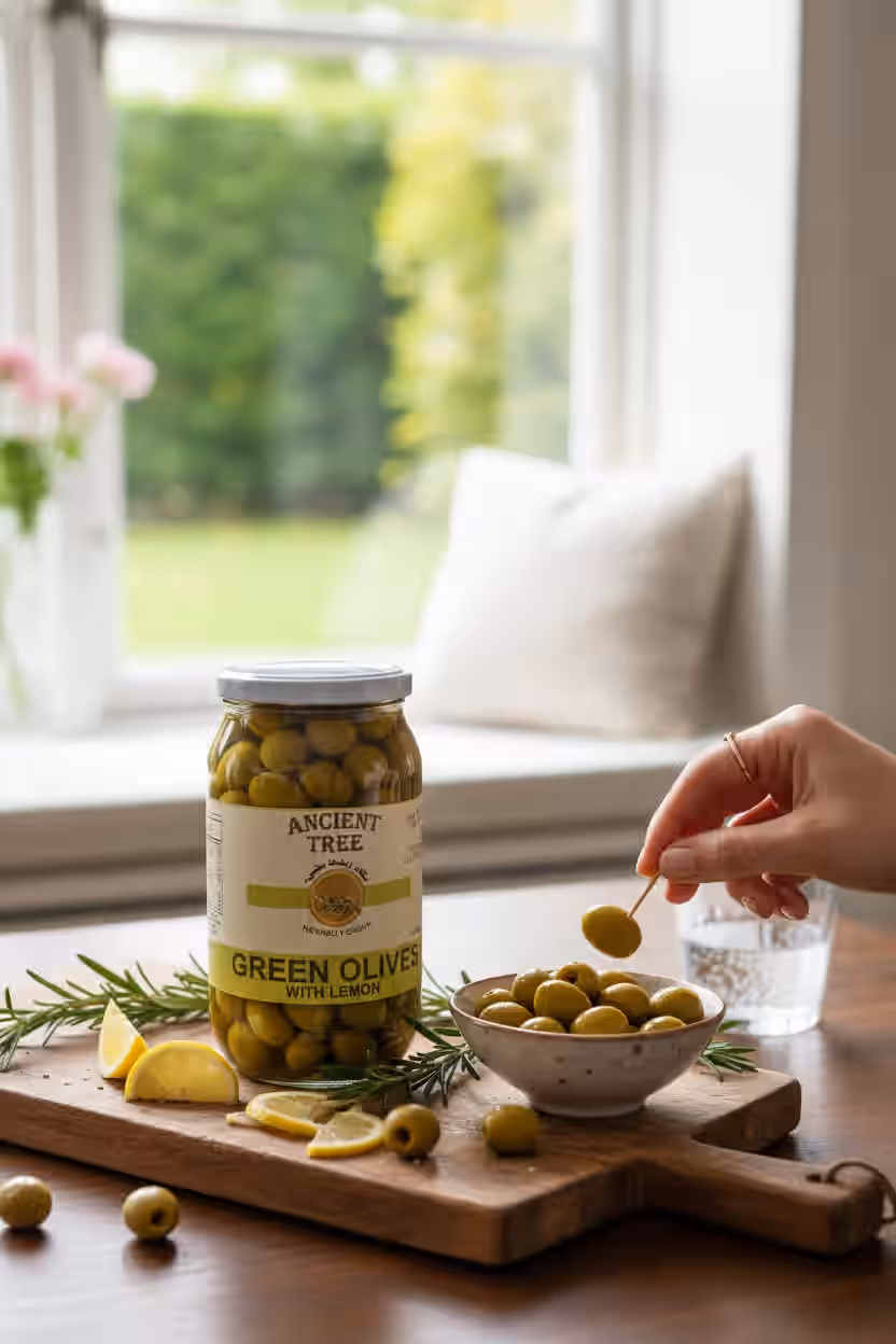 Ancient Tree Green Olives with Lemon