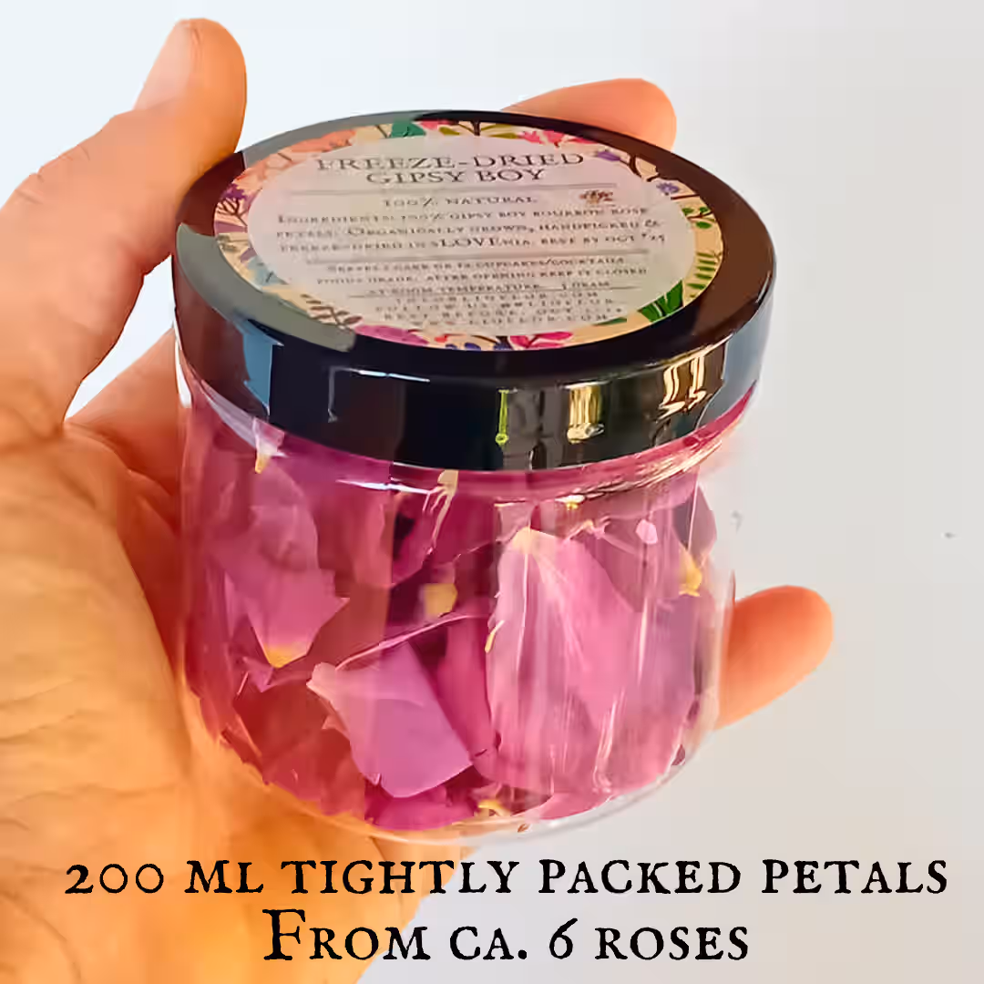 Heirloom Rose Petals - Culinary food grade natural organic rose petals: Bake pies, jams, cordial, syrup, tea, cocktail, gin or just use it in a bath tub.