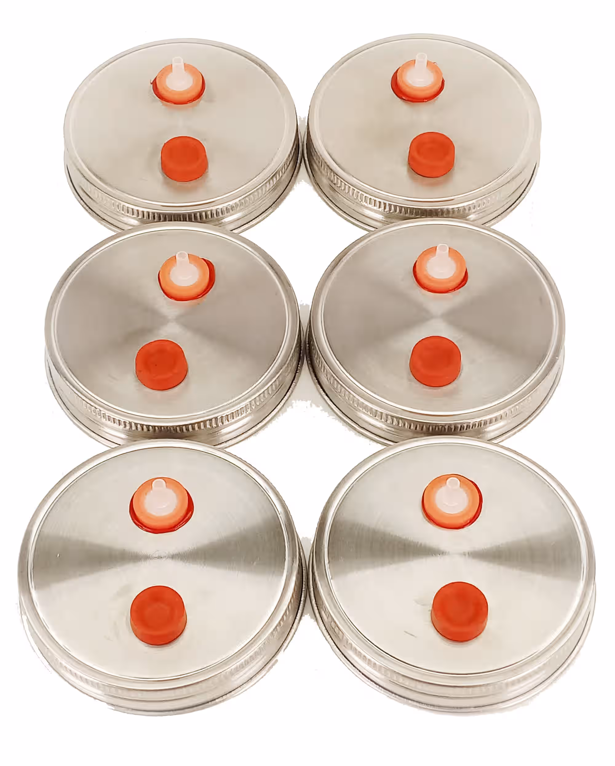 6 Stainless Steel Liquid Culture Jar Lids - AirPort Wide Mouth Metal Rust Proof