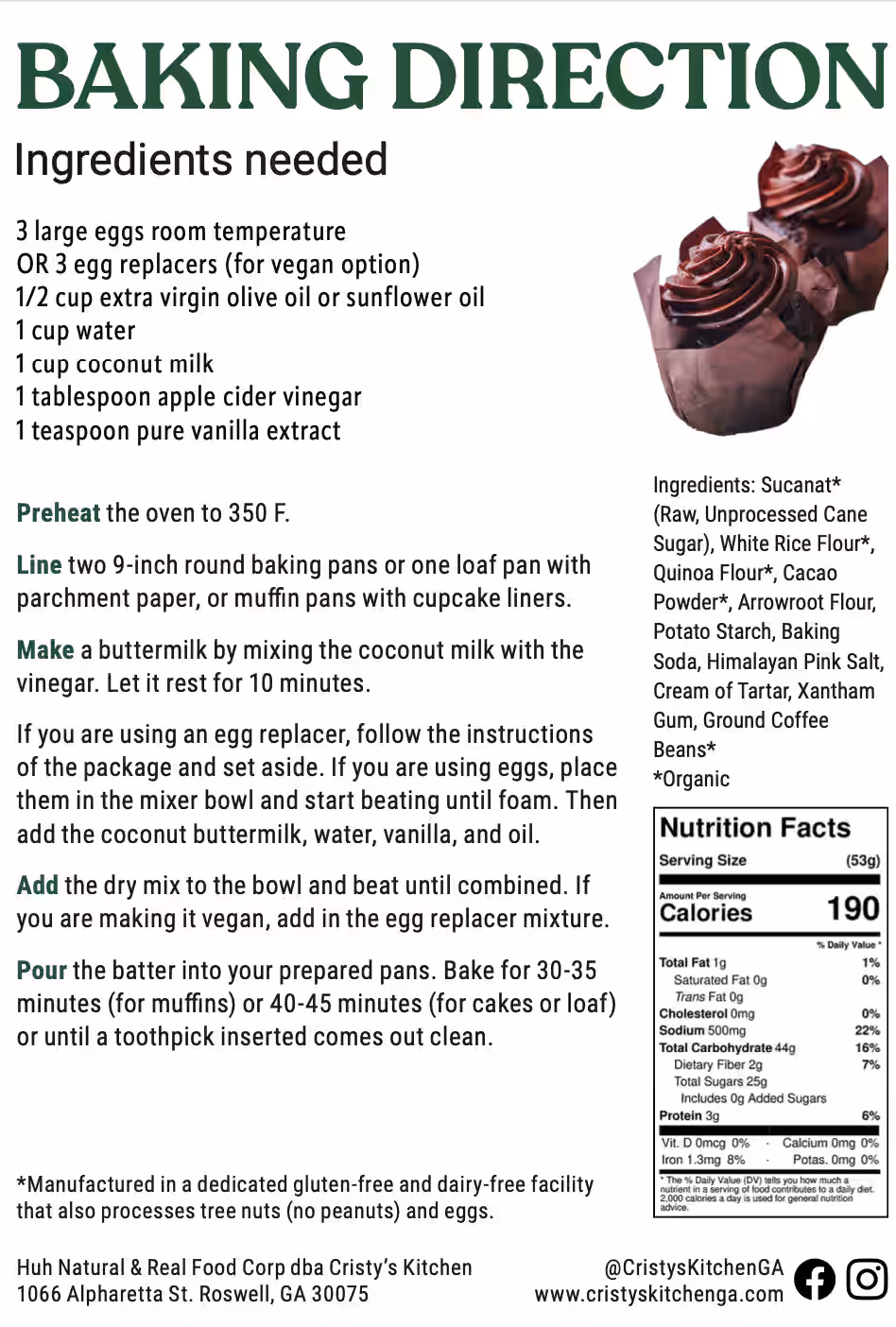 Peruvian Cacao Cake Mix Cristy's Kitchen