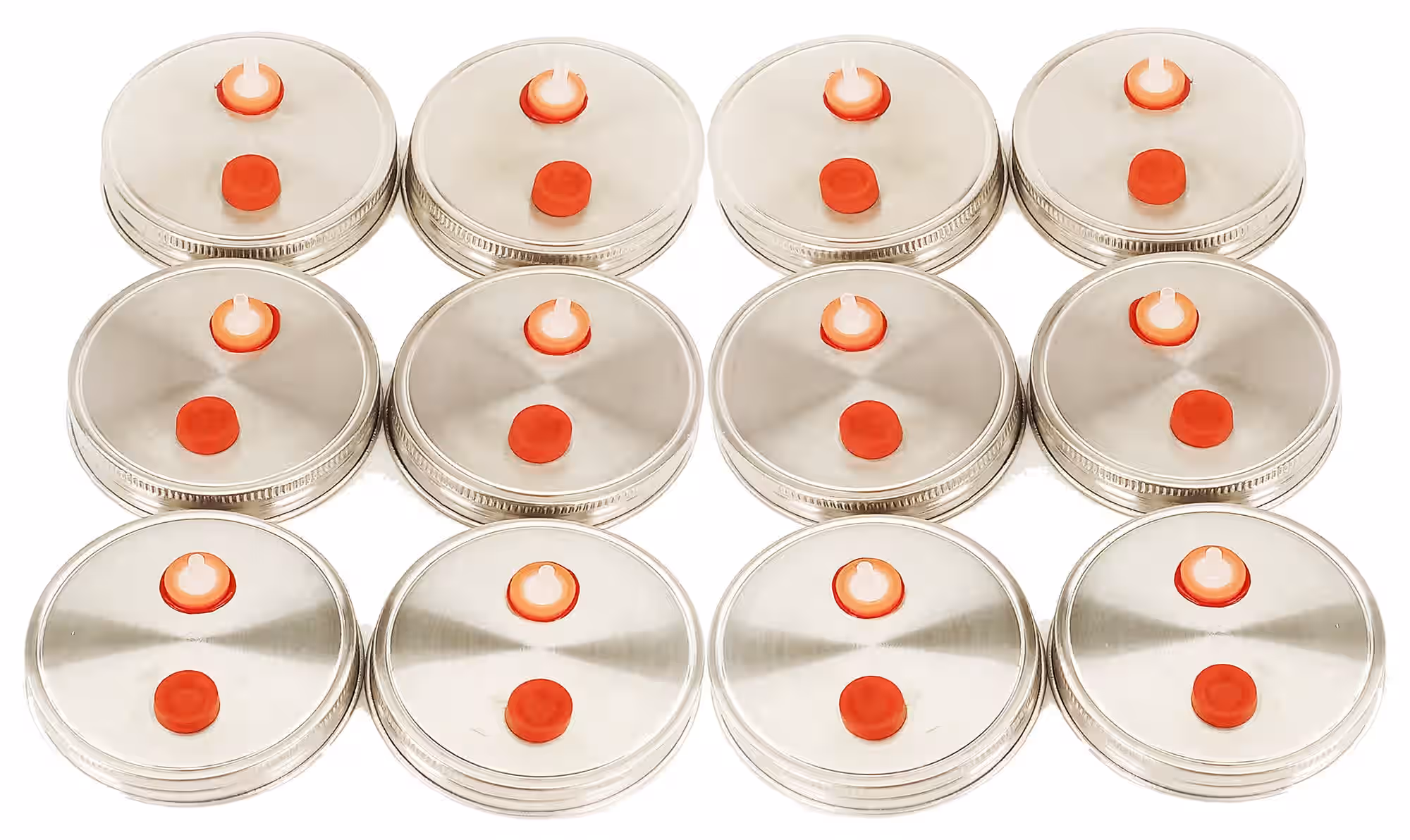12 Stainless Steel Liquid Culture Lids For Wide Mouth Mason Jars - Rust Proof Metal with Heavy Duty Injection Port and AirPort