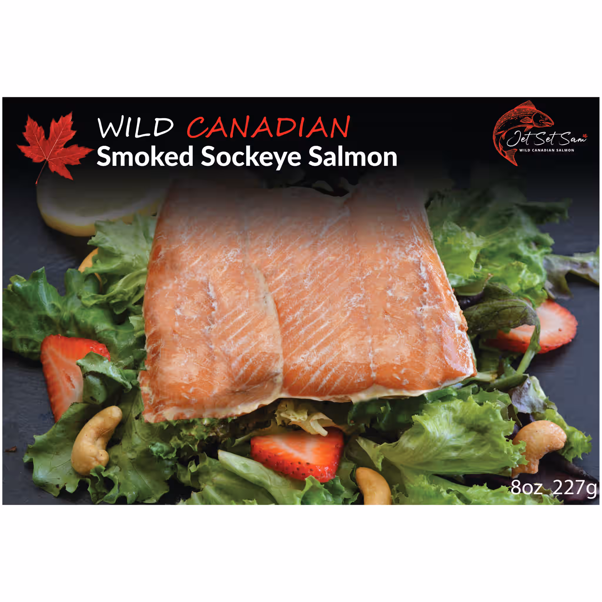 New Wild Caught Canadian Pacific Smoked Sockeye Salmon Filet Gift All Natural