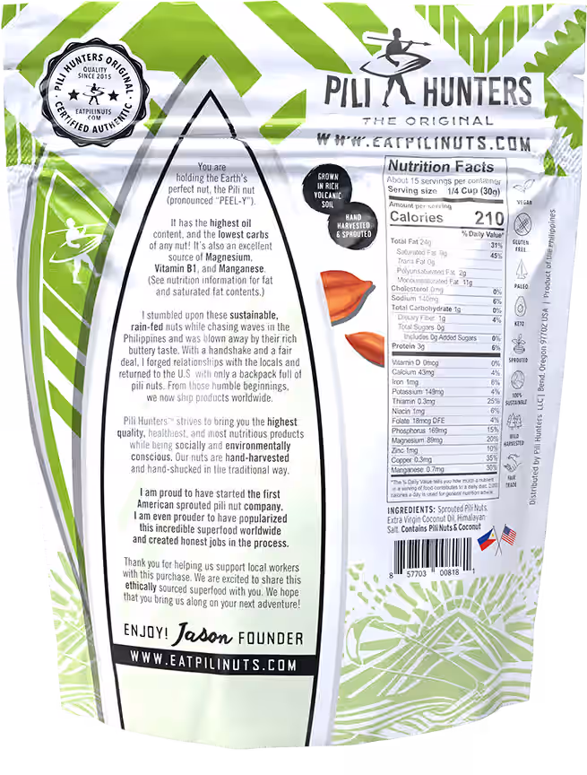 Pili Hunters‚Ñ¢ Coconut Oil & Himalayan Salt Pili Nuts