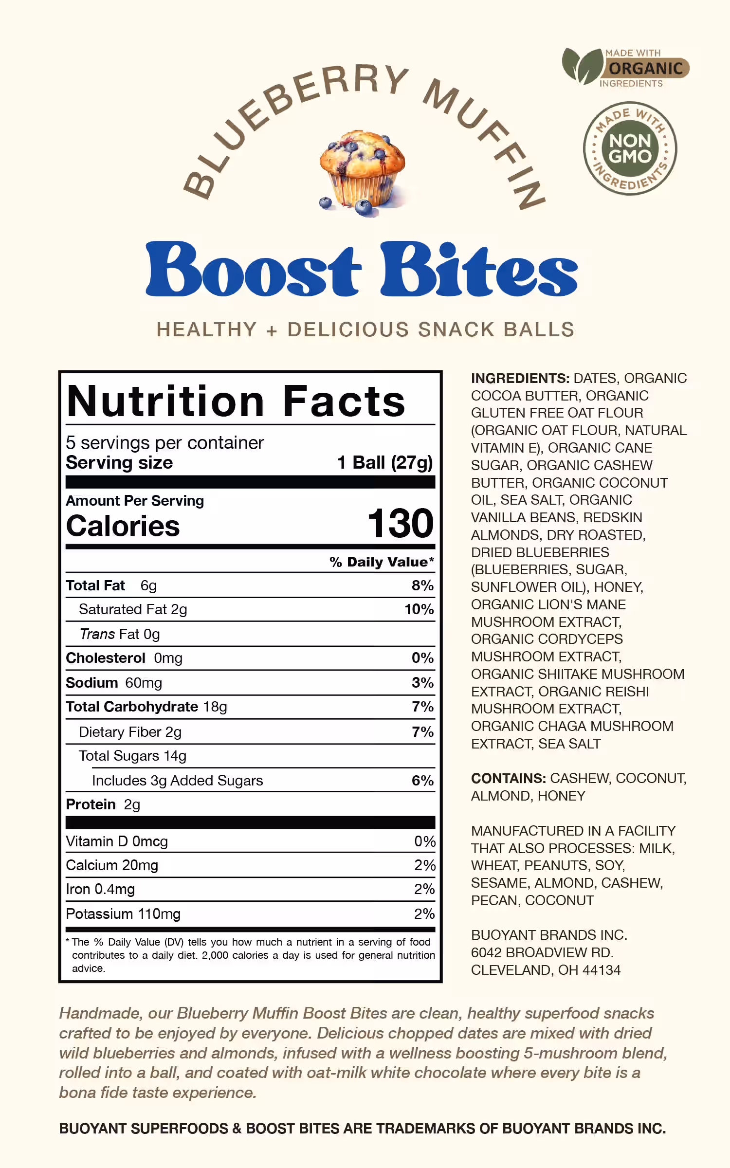 Blueberry Muffin BOOST BITES Snack Balls