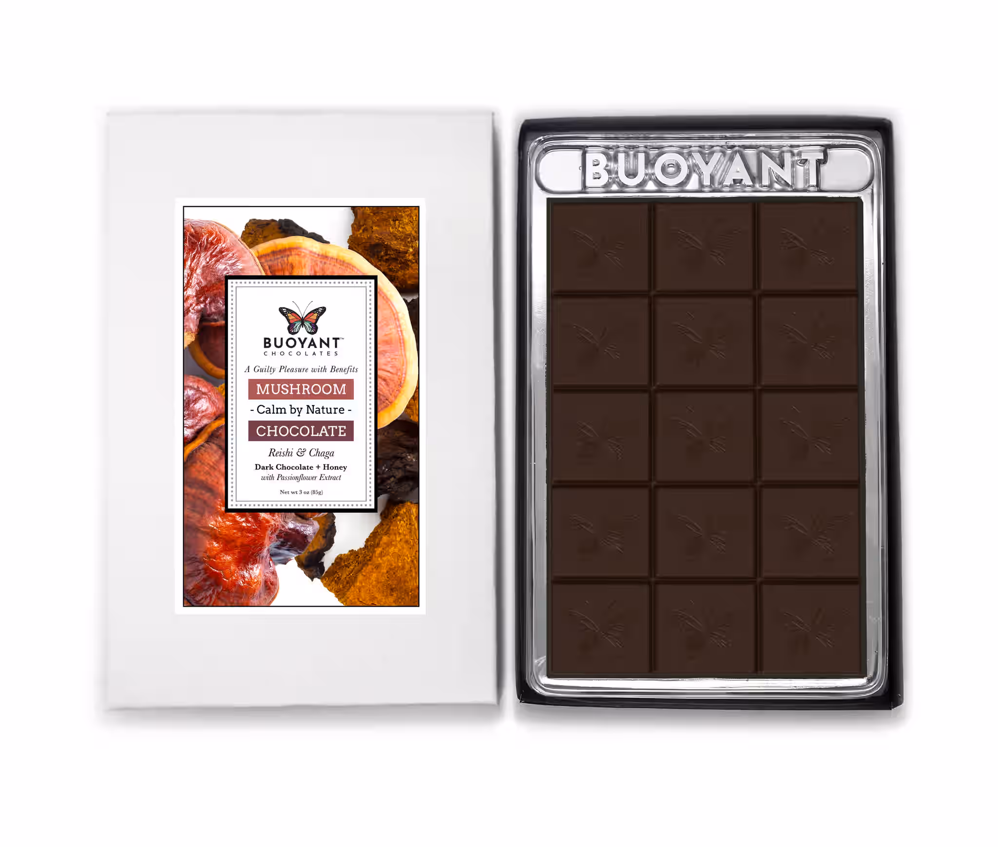 CALM BY NATURE: Reishi & Chaga Mushroom Chocolate Bar (Milk and Dark) 3 CALM BY NATURE: Reishi & Chaga Mushroom Chocolate Bar (Milk and Dark)