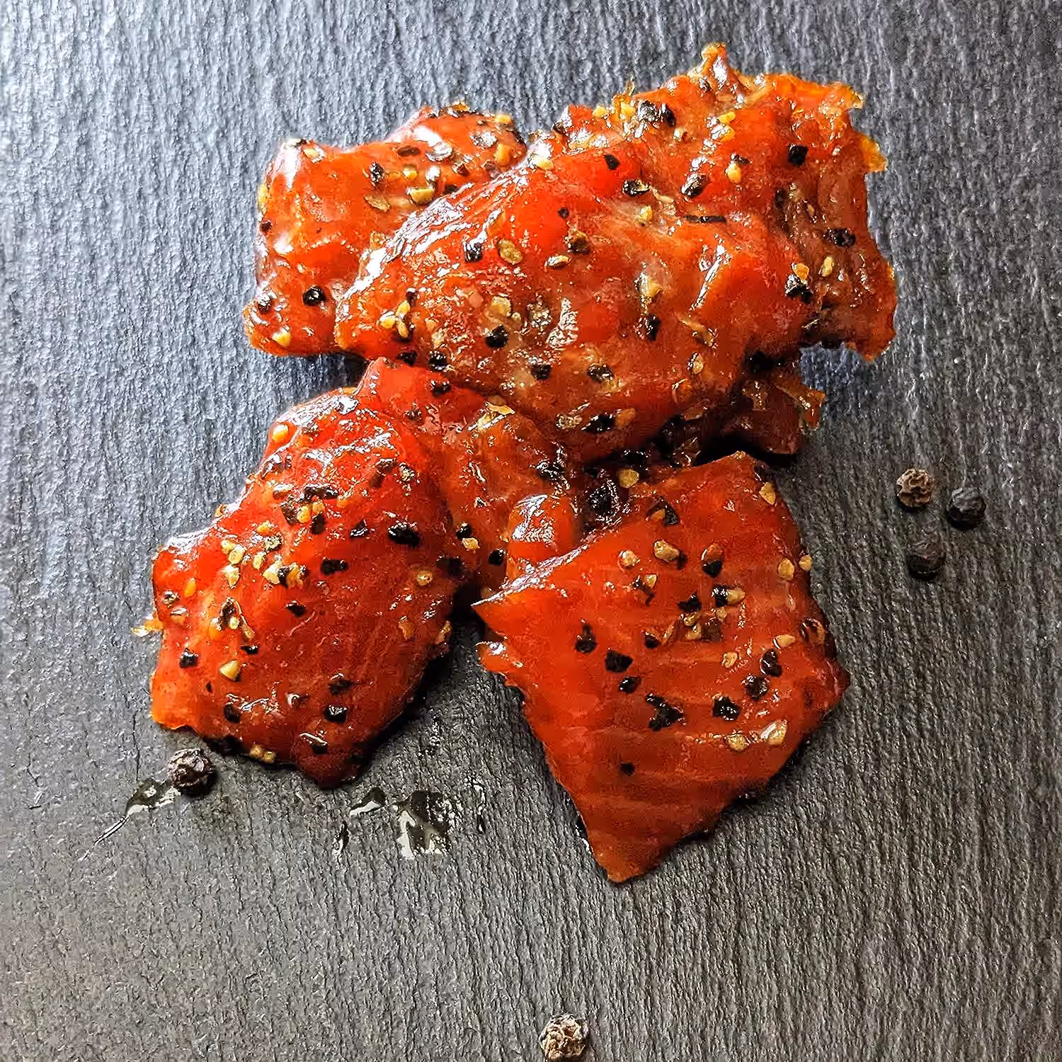Wild Canadian Smoked Salmon Nuggets With Delicious Peppercorn Flakes